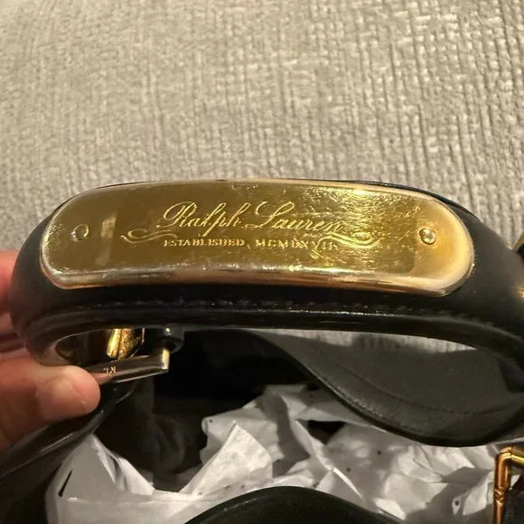 Ralph Lauren Black Leather Bag with Gold Accent - Picture 3 of 12